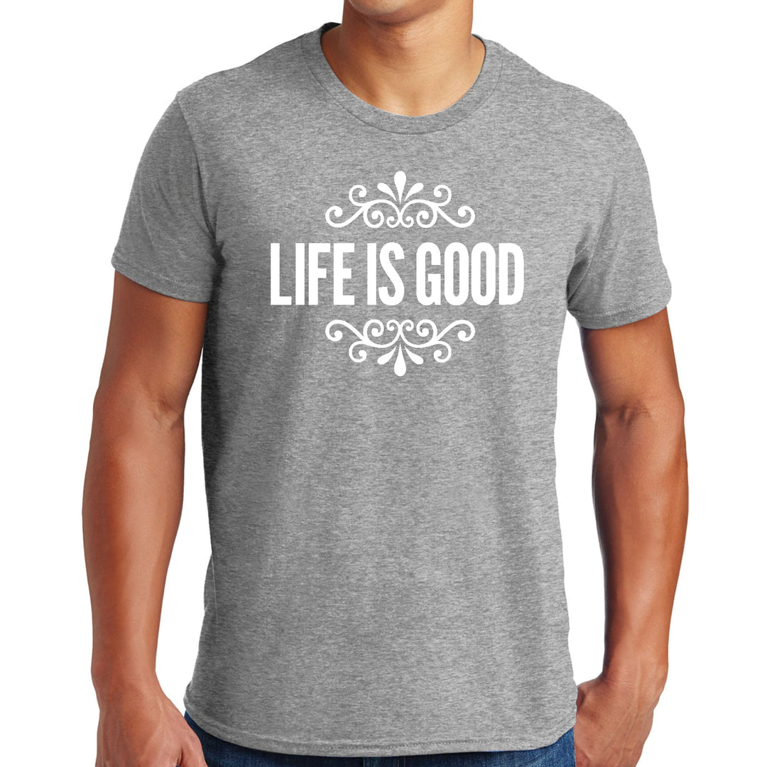 Mens Graphic T-shirt Life is Good Word Art Illustration - Mens | T-Shirts