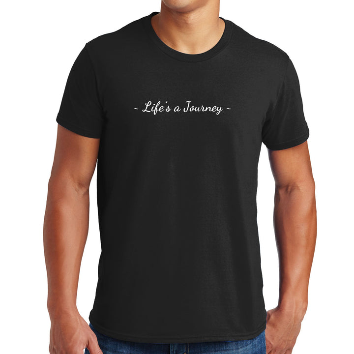 Mens Graphic T-shirt Life’s a Journey White Print - Mens | T-Shirts