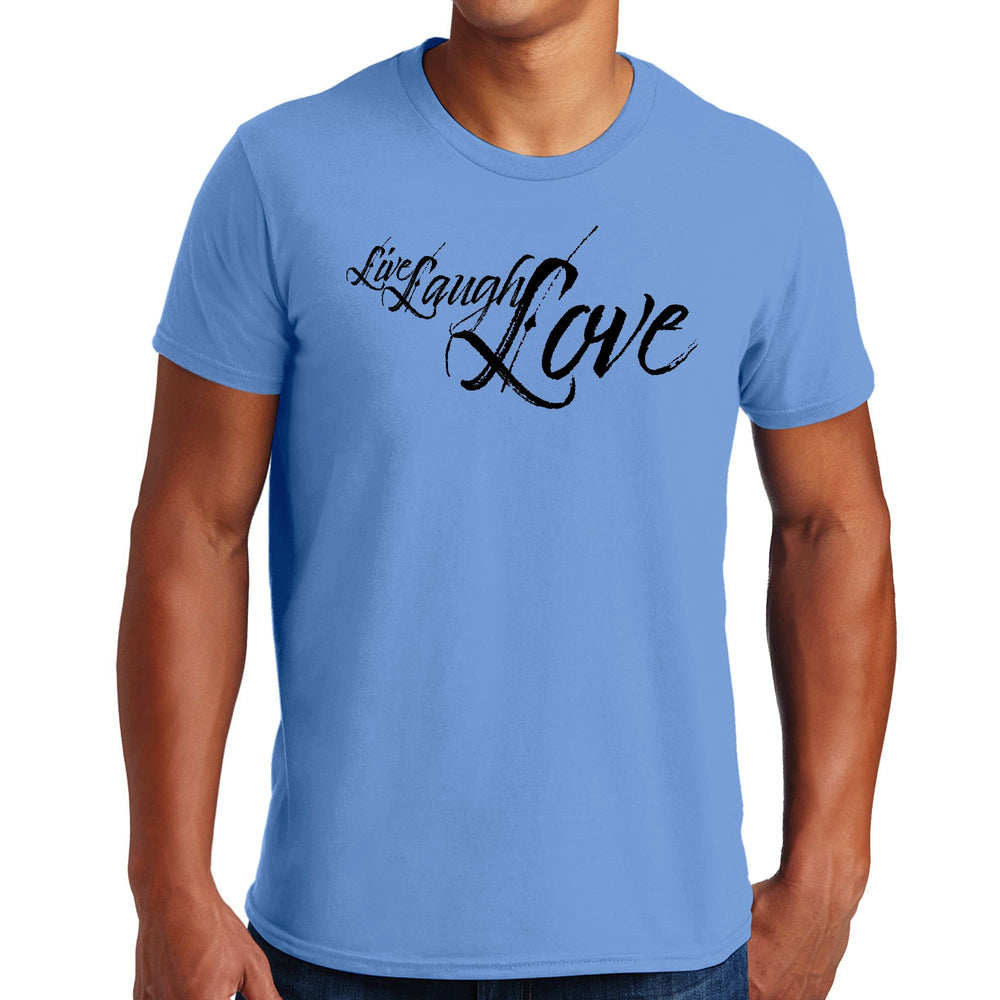 Mens Graphic T-shirt Live Laugh Love Black Illustration - Mens | T-Shirts