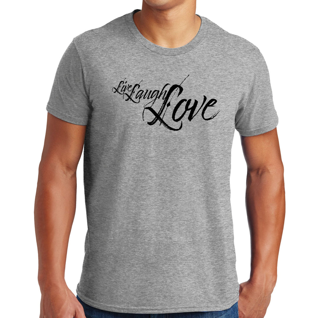 Mens Graphic T-shirt Live Laugh Love Black Illustration - Mens | T-Shirts