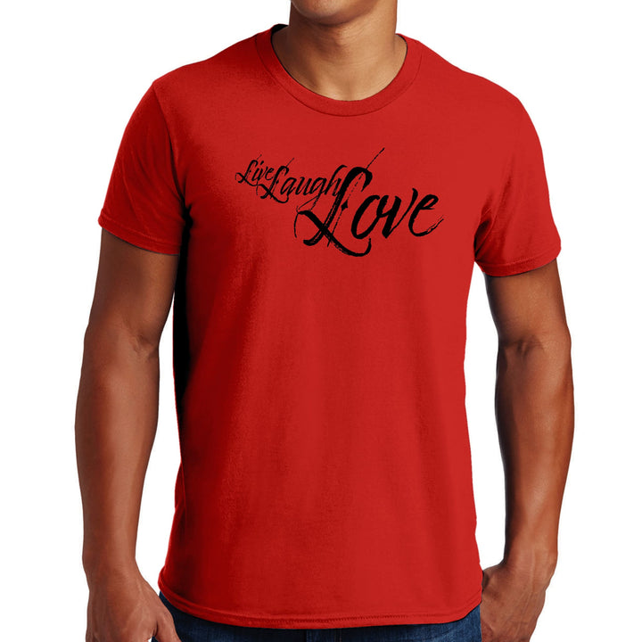 Mens Graphic T-shirt Live Laugh Love Black Illustration - Mens | T-Shirts