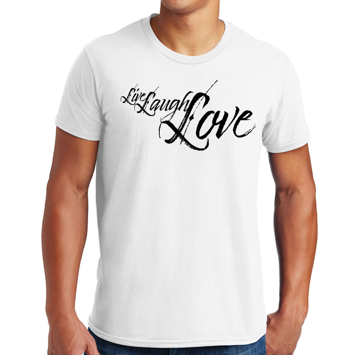 Mens Graphic T-shirt Live Laugh Love Black Illustration - Mens | T-Shirts