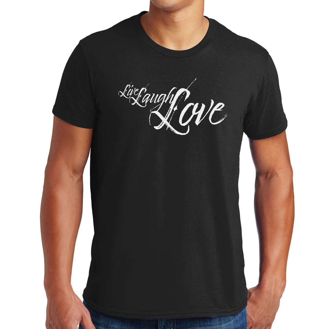 Mens Graphic T-shirt Live Laugh Love Light Grey - Mens | T-Shirts