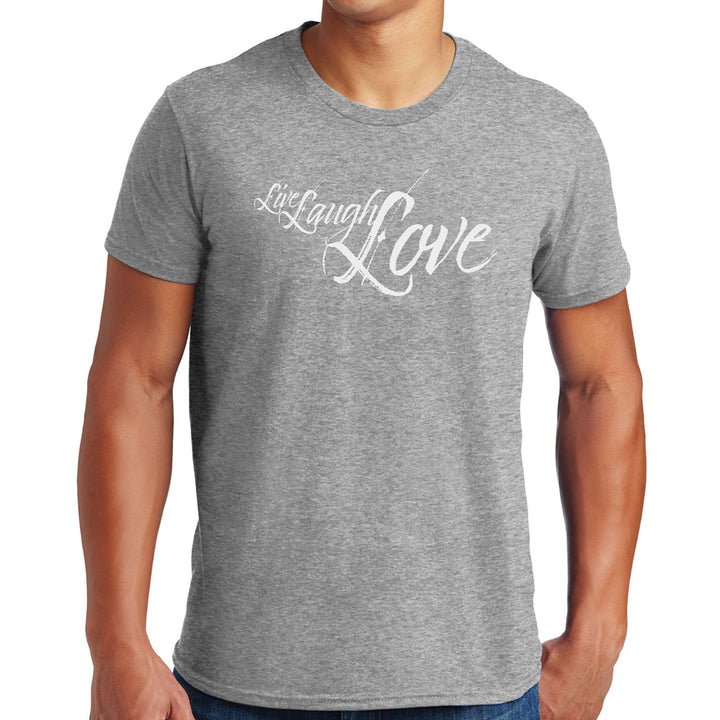 Mens Graphic T-shirt Live Laugh Love Light Grey - Mens | T-Shirts