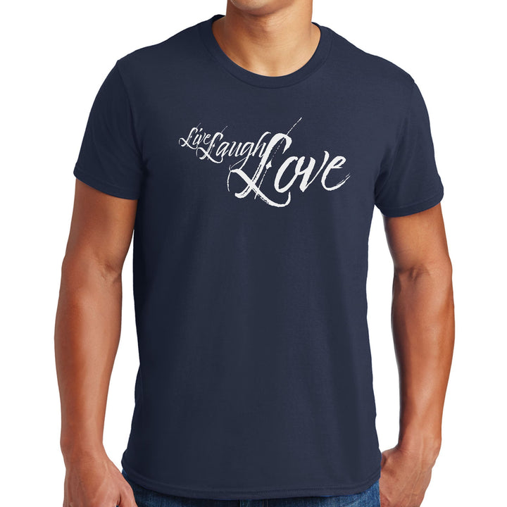 Mens Graphic T-shirt Live Laugh Love Light Grey - Mens | T-Shirts