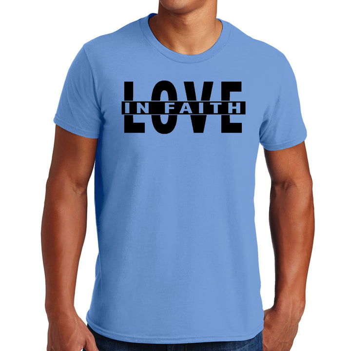 Mens Graphic T-shirt Love in Faith Black Illustration - Mens | T-Shirts