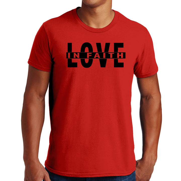 Mens Graphic T-shirt Love in Faith Black Illustration - Mens | T-Shirts