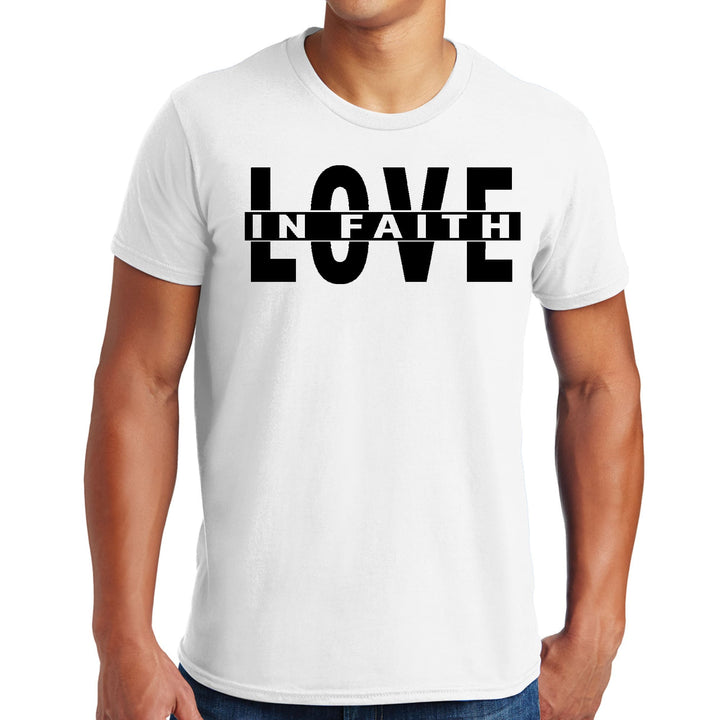 Mens Graphic T-shirt Love in Faith Black Illustration - Mens | T-Shirts