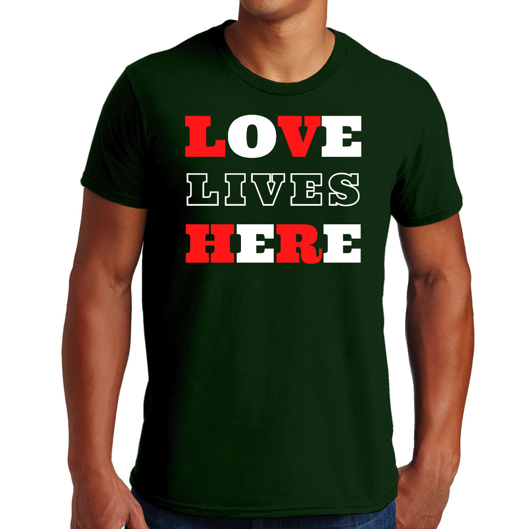 Mens Graphic T-shirt Love Lives Here Christian Inspiration - Mens | T-Shirts