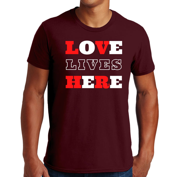 Mens Graphic T-shirt Love Lives Here Christian Inspiration - Mens | T-Shirts