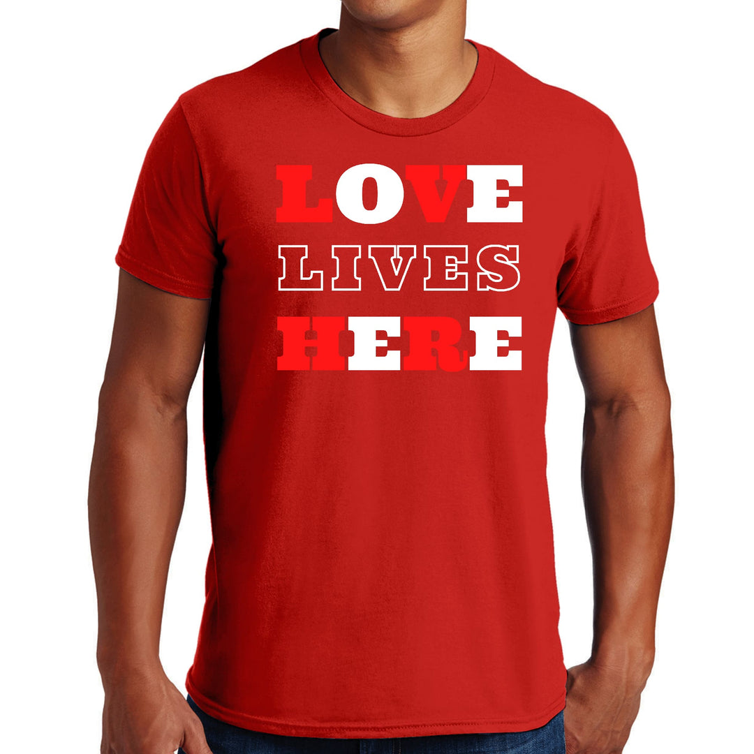 Mens Graphic T-shirt Love Lives Here Christian Inspiration - Mens | T-Shirts