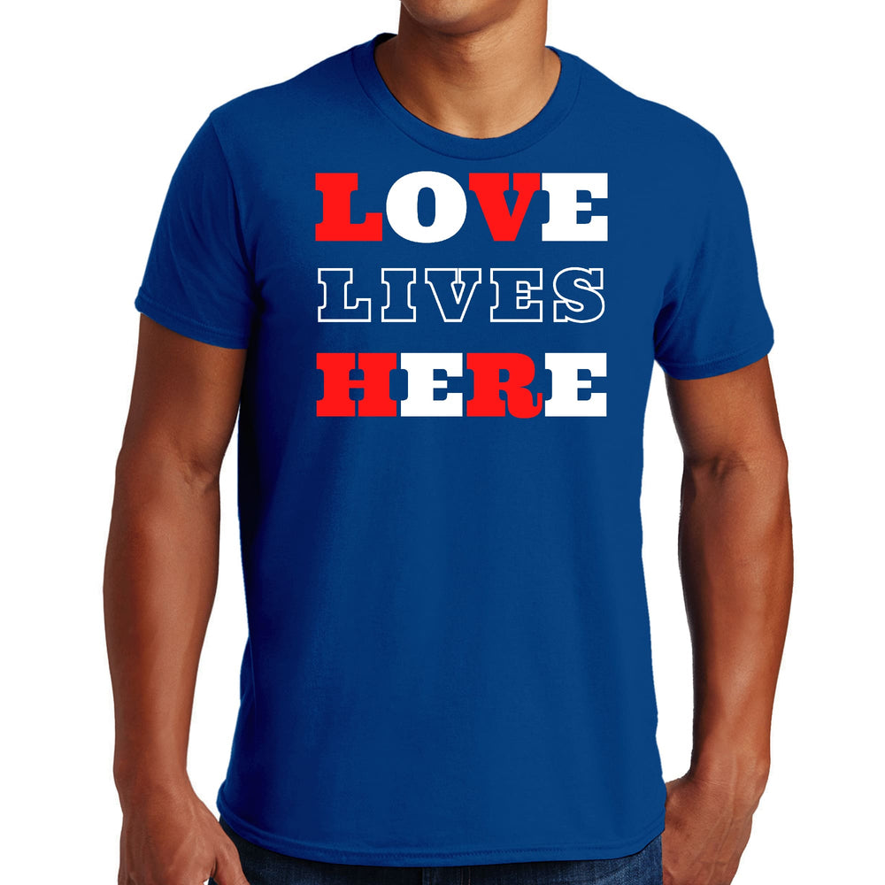 Mens Graphic T-shirt Love Lives Here Christian Inspiration - Mens | T-Shirts