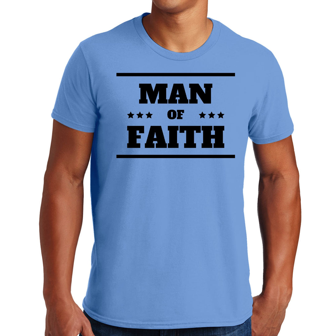 Mens Graphic T-shirt Man of Faith Black Illustration - Mens | T-Shirts