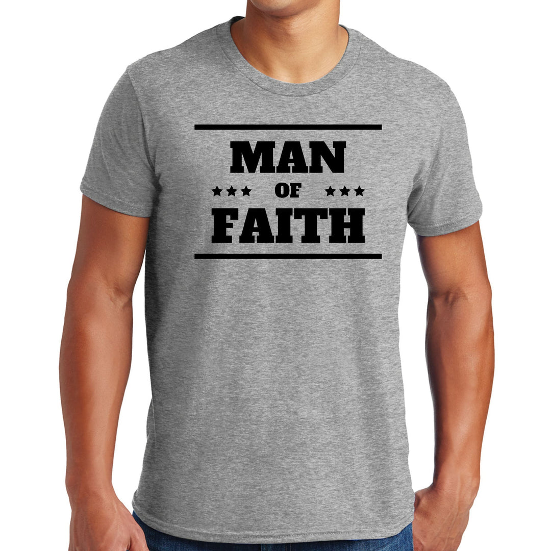 Mens Graphic T-shirt Man of Faith Black Illustration - Mens | T-Shirts