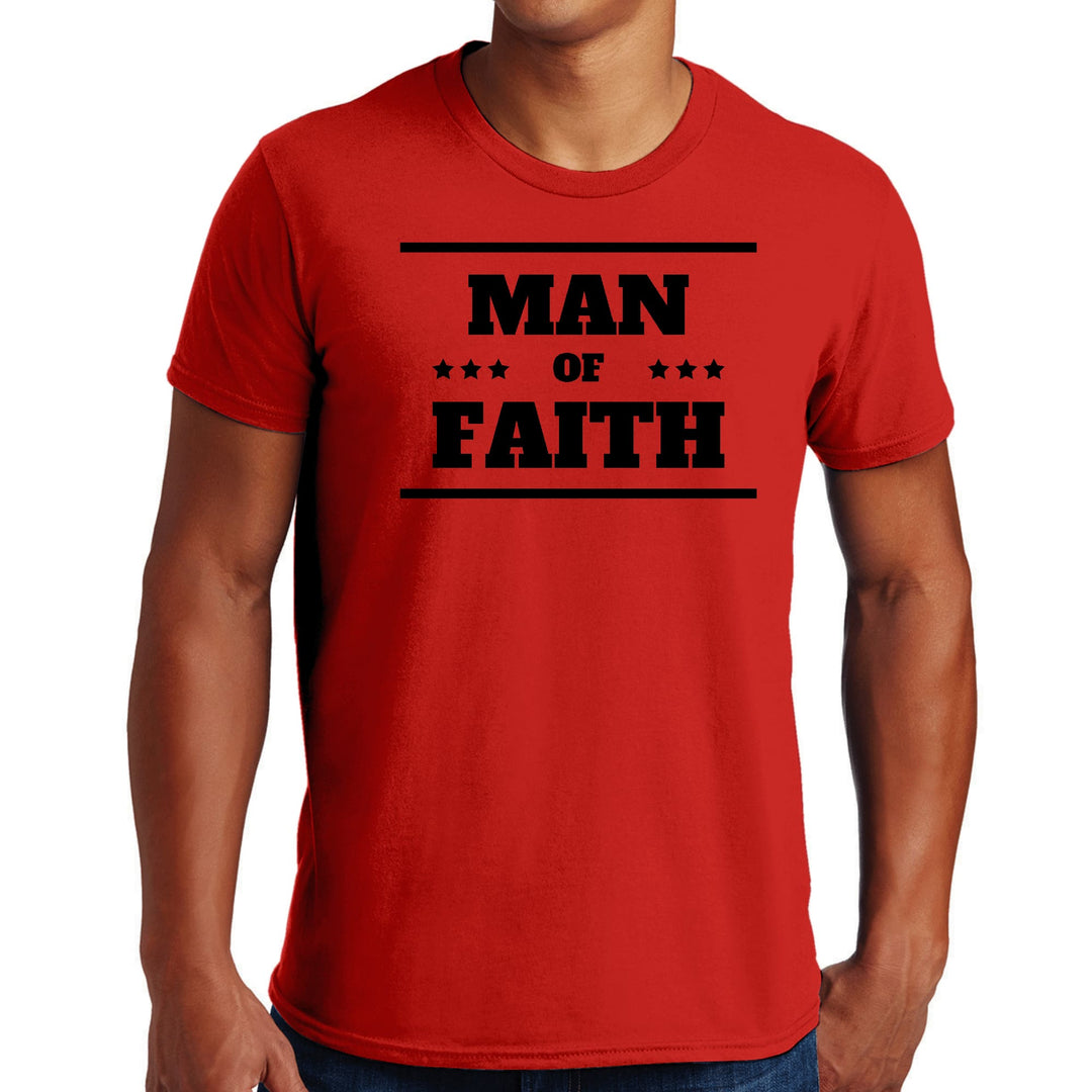 Mens Graphic T-shirt Man of Faith Black Illustration - Mens | T-Shirts