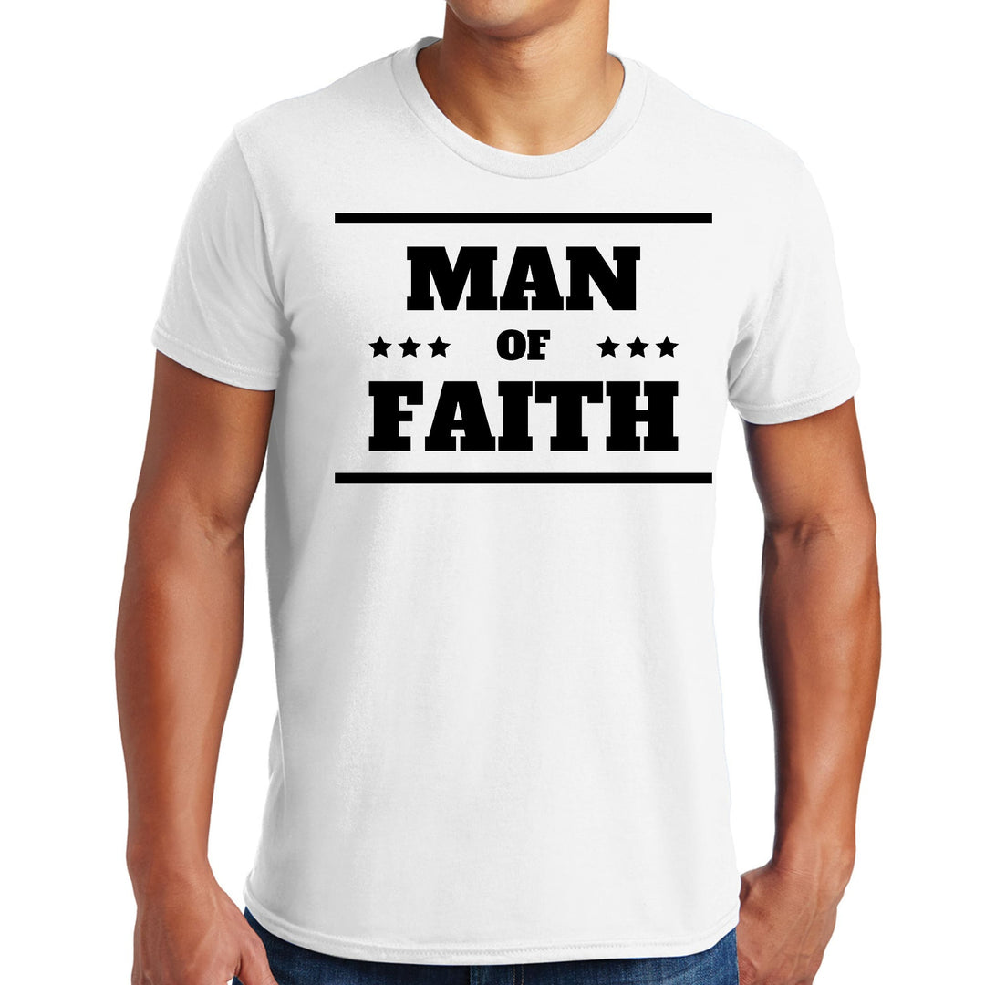 Mens Graphic T-shirt Man of Faith Black Illustration - Mens | T-Shirts