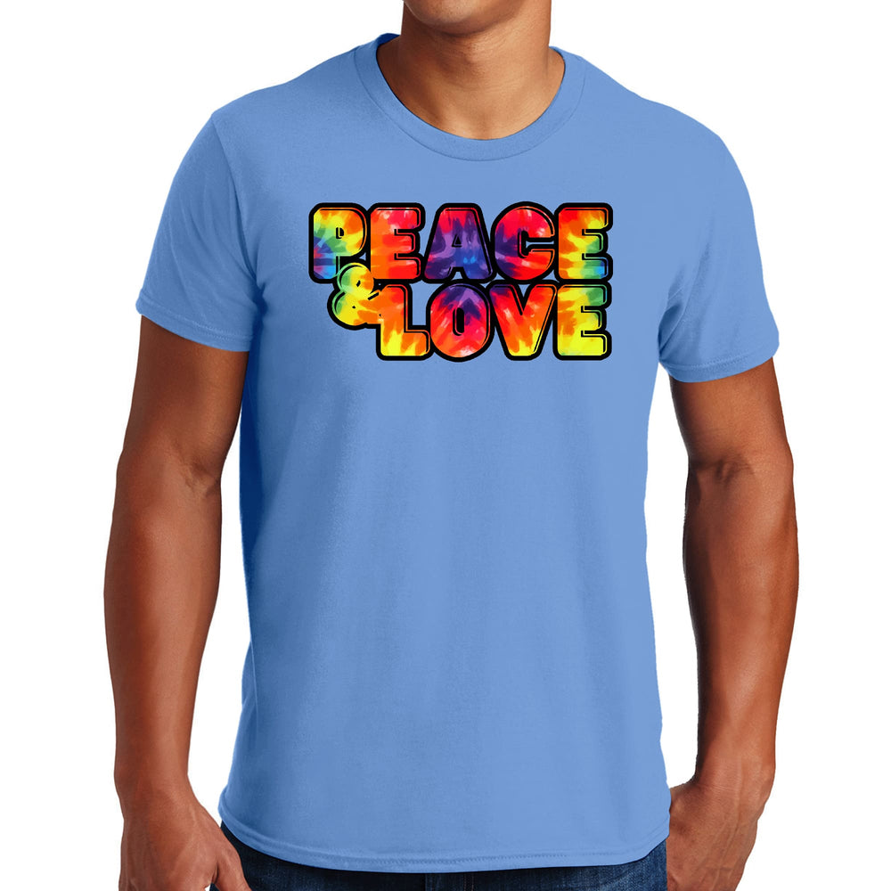 Mens Graphic T-shirt Peace and Love Multicolor Illustration - Mens | T-Shirts