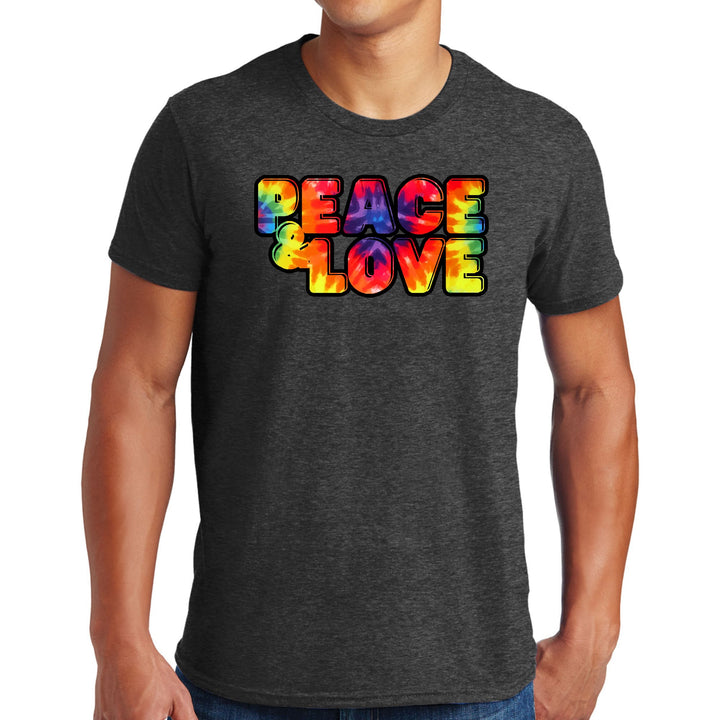 Mens Graphic T-shirt Peace and Love Multicolor Illustration - Mens | T-Shirts