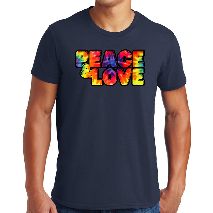 Mens Graphic T-shirt Peace and Love Multicolor Illustration - Mens | T-Shirts