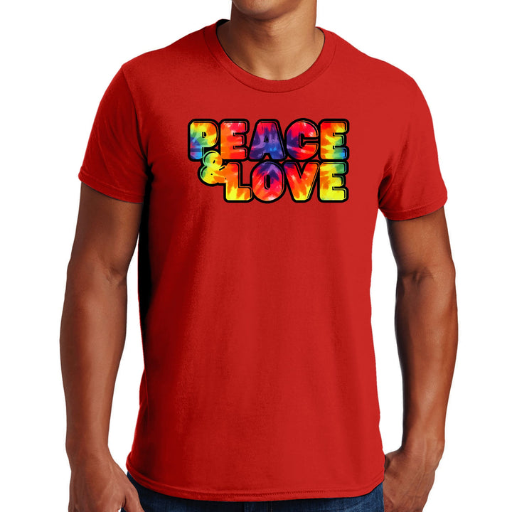 Mens Graphic T-shirt Peace and Love Multicolor Illustration - Mens | T-Shirts