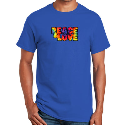 Mens Graphic T-shirt Peace And Love Multicolor Illustration - Mens | T-Shirts