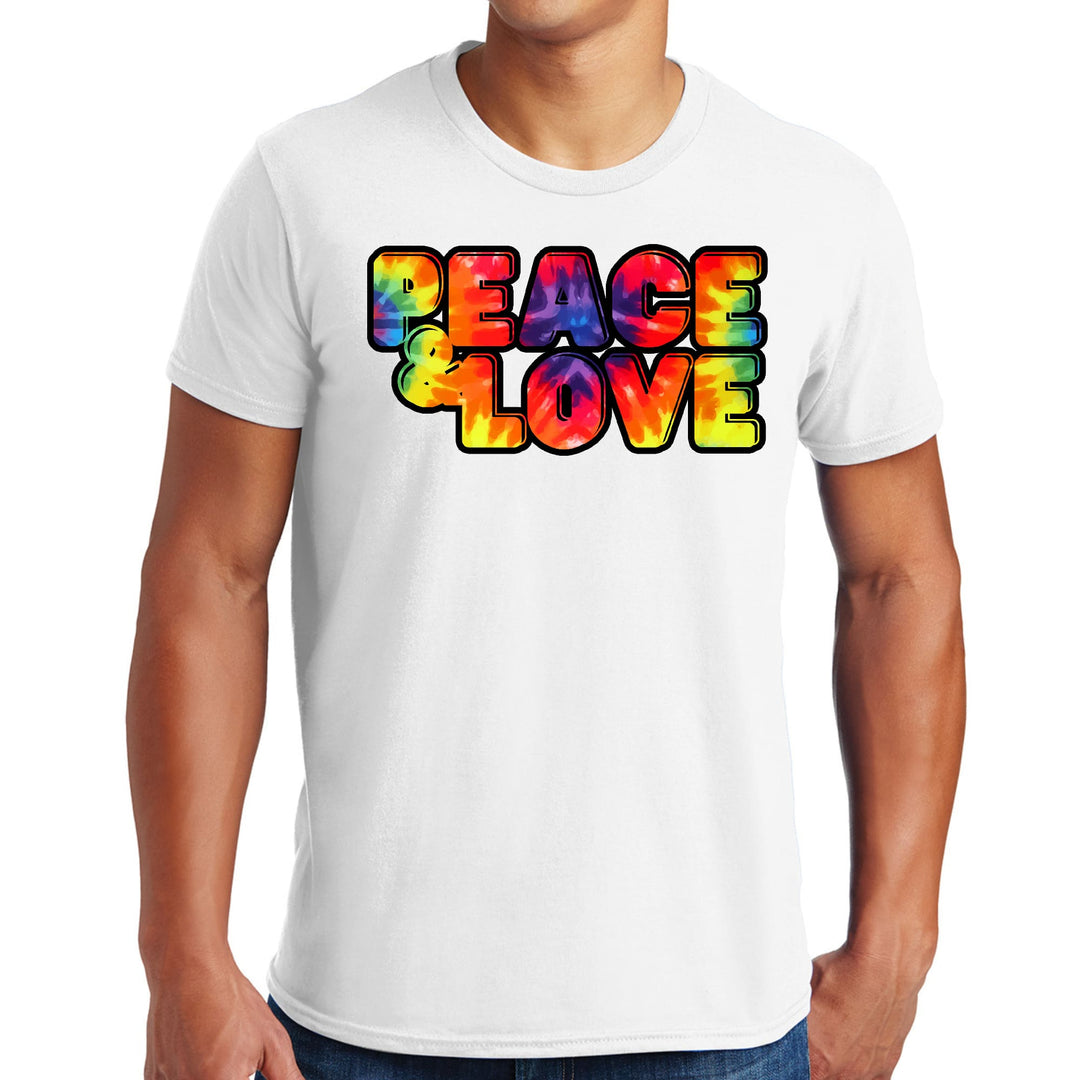 Mens Graphic T-shirt Peace and Love Multicolor Illustration - Mens | T-Shirts