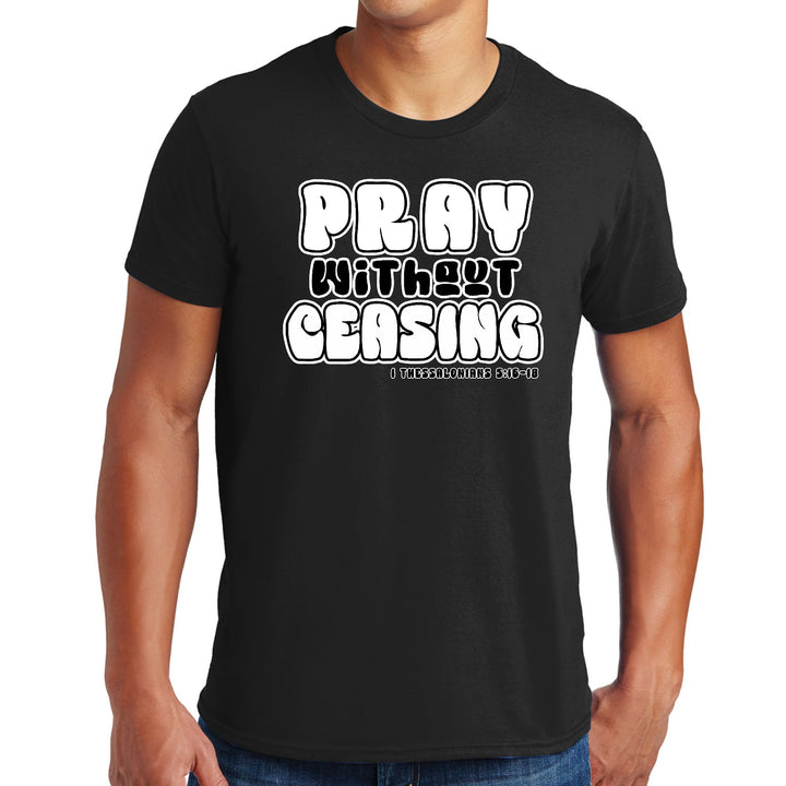 Mens Graphic T-shirt Pray Without Ceasing Inspirational Illustration - Mens