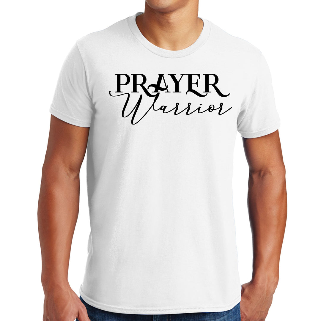 Mens Graphic T-shirt Prayer Warrior Script Style Illustration Black - Mens