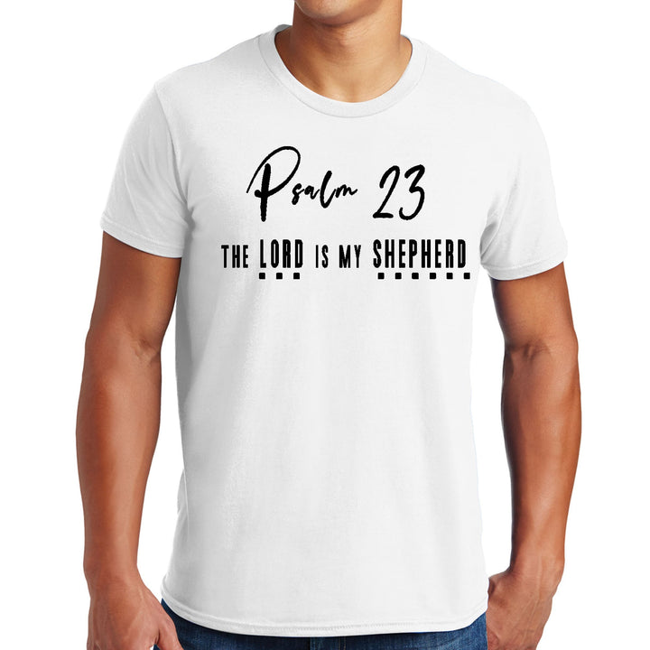 Mens Graphic T-shirt Psalm 23 the Lord is my Shepherd Black Print - Mens