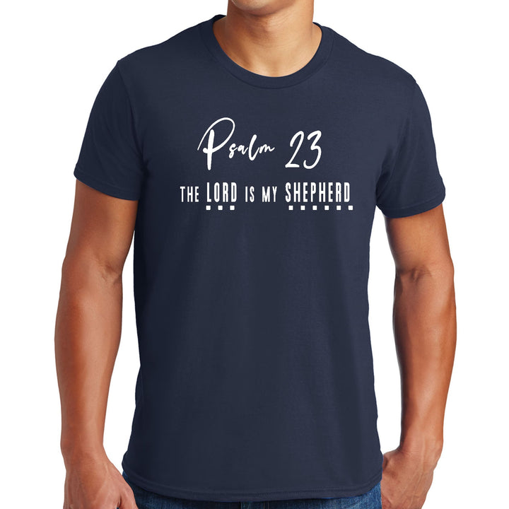 Mens Graphic T-shirt Psalm 23 the Lord is my Shepherd White Print - Mens