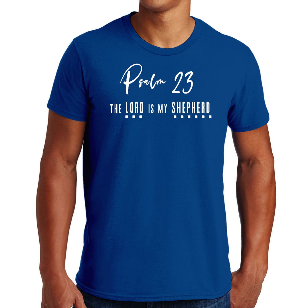 Mens Graphic T-shirt Psalm 23 the Lord is my Shepherd White Print - Mens