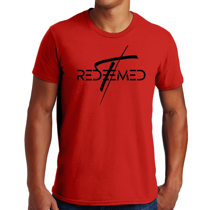 Mens Graphic T-shirt Redeemed Cross Black Illustration - Mens | T-Shirts