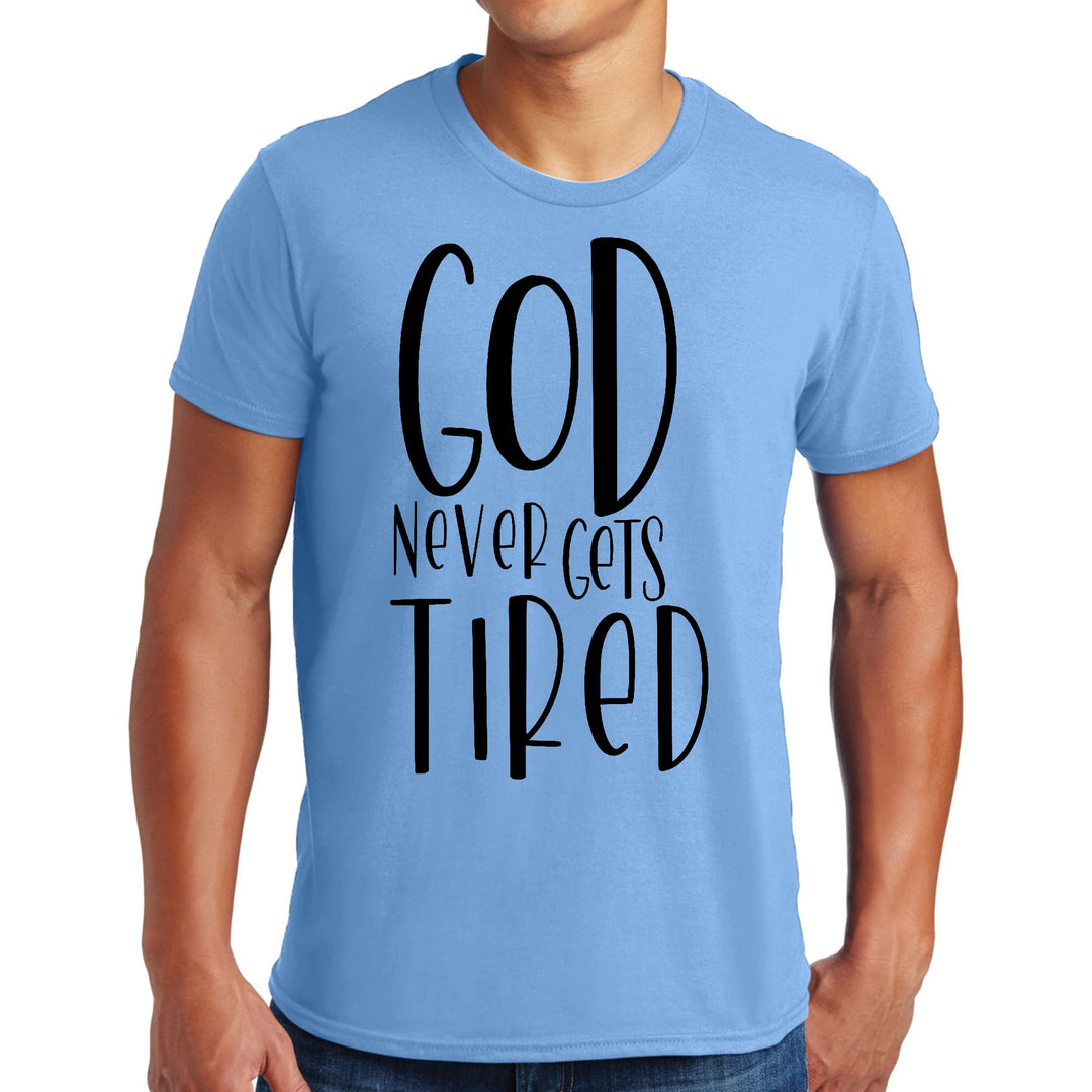 Mens Graphic T-shirt Say It Soul - God Never Gets Tired - Black - Mens