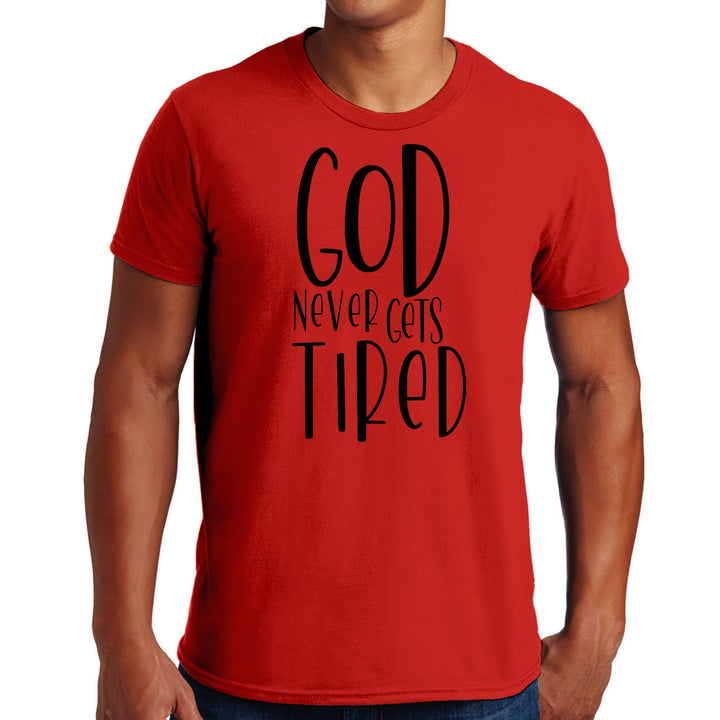 Mens Graphic T-shirt Say it Soul - God Never Gets Tired - Black - Mens