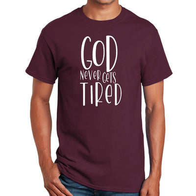 Mens Graphic T-shirt Say It Soul - God Never Gets Tired - Mens | T-Shirts