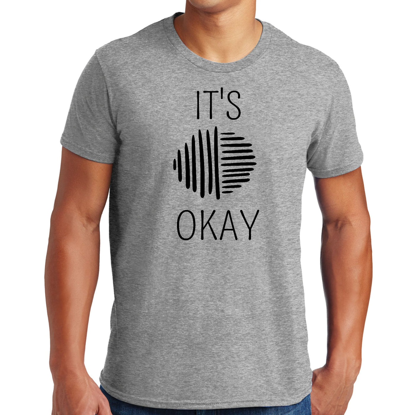 Mens Graphic T-shirt Say It Soul Its Okay Black Line Art Positive - Mens