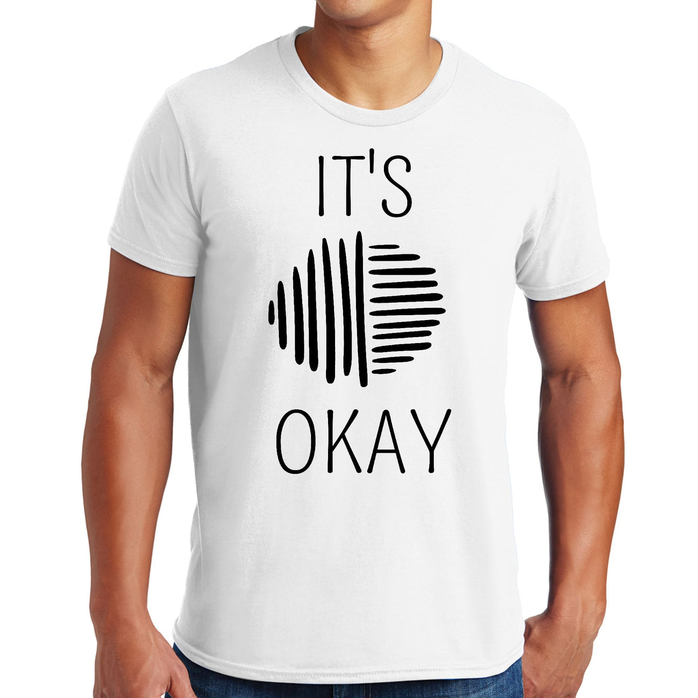 Mens Graphic T-shirt Say It Soul Its Okay Black Line Art Positive - Mens
