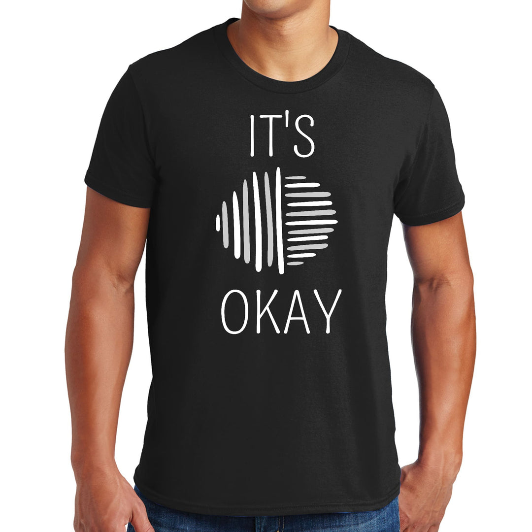 Mens Graphic T-shirt Say it Soul its Okay Grey and White Line Art - Mens