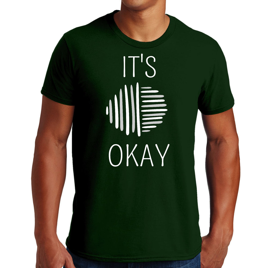 Mens Graphic T-shirt Say it Soul its Okay Grey and White Line Art - Mens