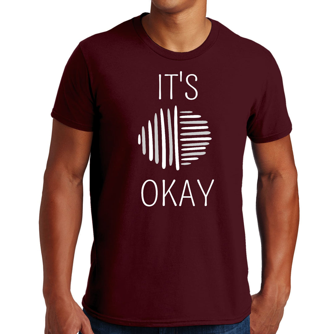 Mens Graphic T-shirt Say it Soul its Okay Grey and White Line Art - Mens