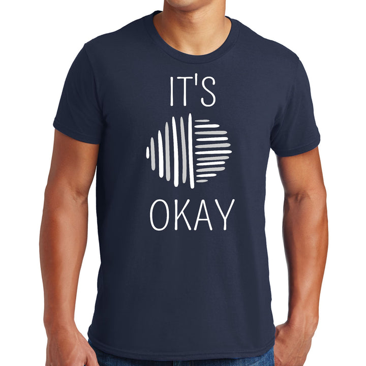 Mens Graphic T-shirt Say it Soul its Okay Grey and White Line Art - Mens