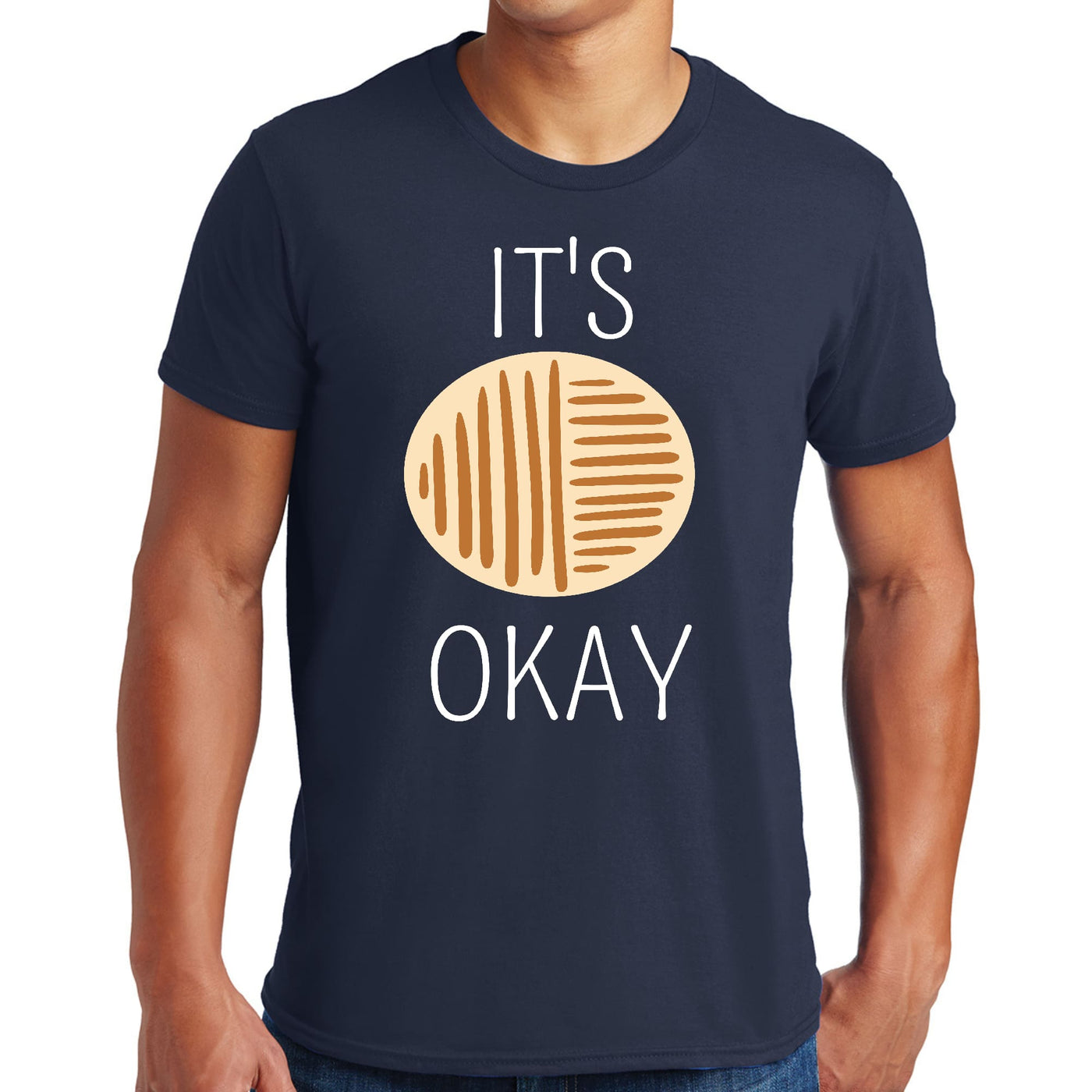Mens Graphic T-shirt Say It Soul Its Okay White And Brown Line Art - Mens
