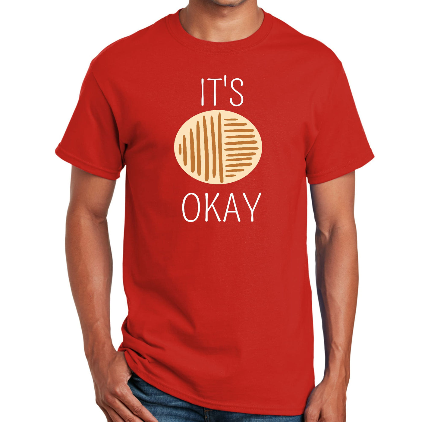 Mens Graphic T-shirt Say It Soul Its Okay White And Brown Line Art - Mens
