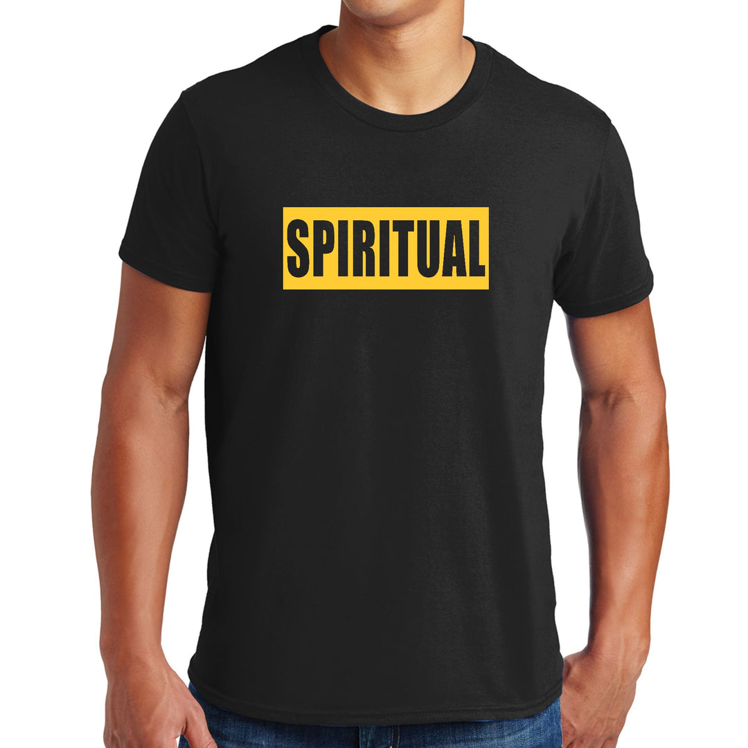 Mens Graphic T-shirt Spiritual Yellow Gold Colorblock Illustration - Mens