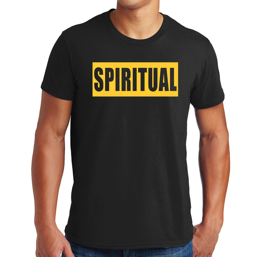 Mens Graphic T-shirt Spiritual Yellow Gold Colorblock Illustration - Mens