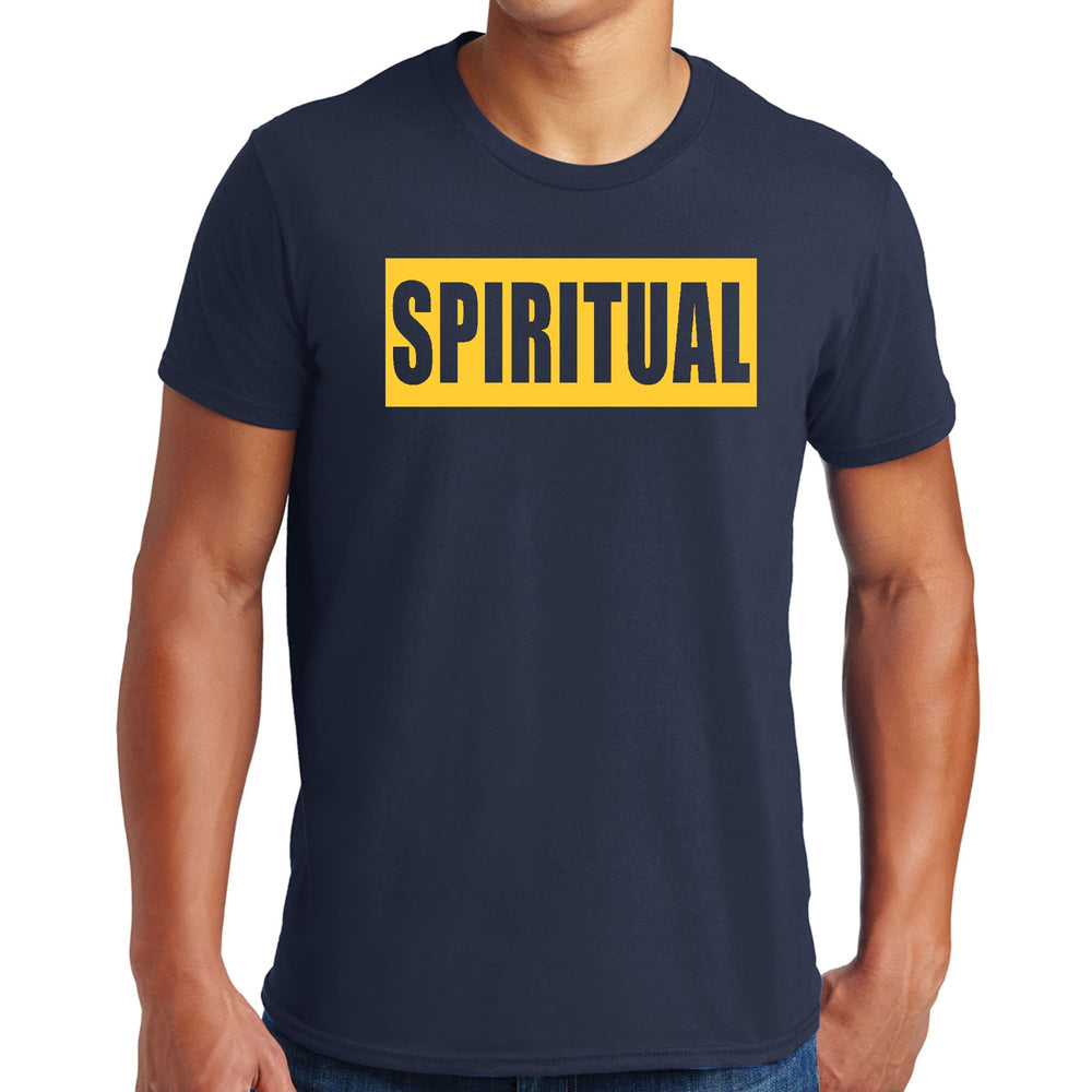 Mens Graphic T-shirt Spiritual Yellow Gold Colorblock Illustration - Mens