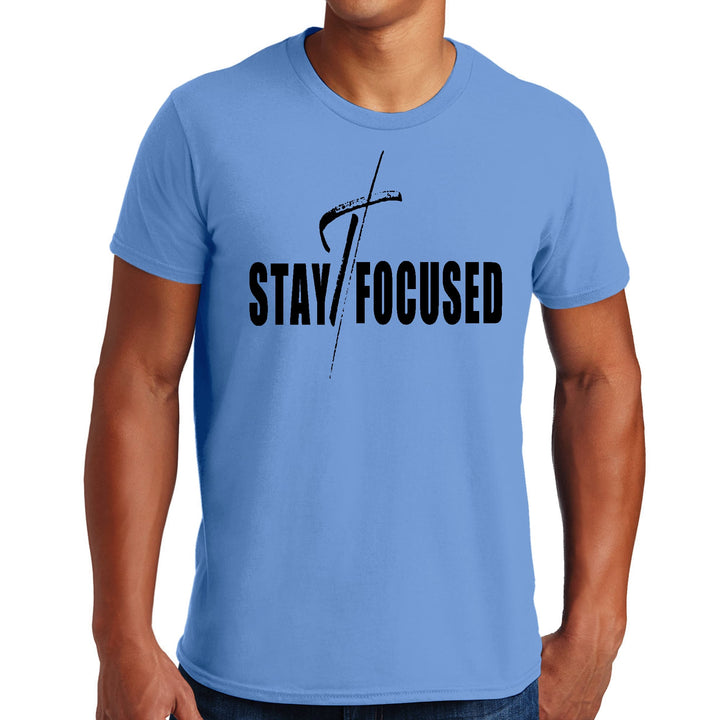 Mens Graphic T-shirt Stay Focused Black Print - Mens | T-Shirts