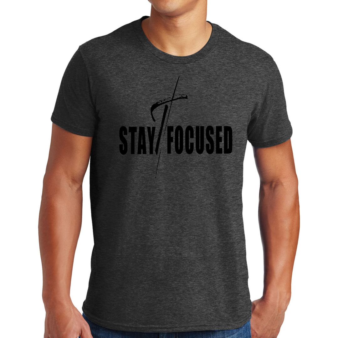 Mens Graphic T-shirt Stay Focused Black Print - Mens | T-Shirts