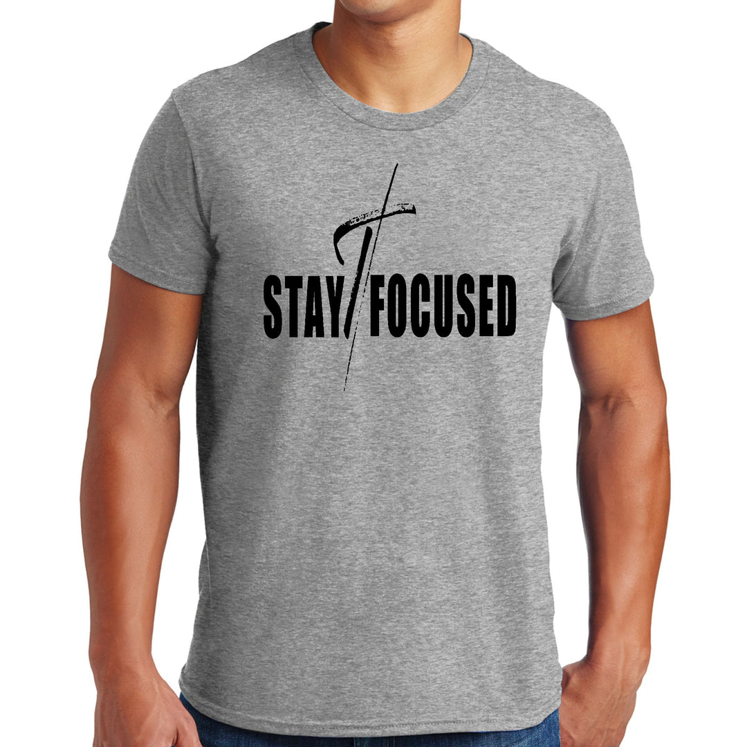 Mens Graphic T-shirt Stay Focused Black Print - Mens | T-Shirts