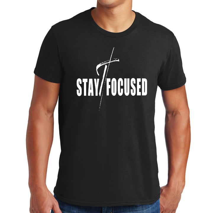 Mens Graphic T-shirt Stay Focused White Print - Mens | T-Shirts